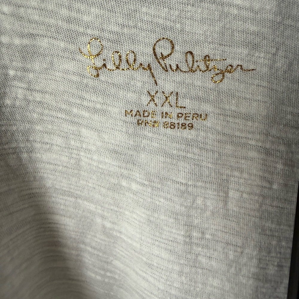 Lilly Pulitzer White V-Neck Short Sleeve Tee - Picture 4 of 4